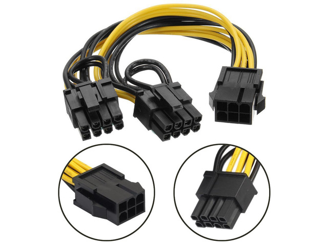 (2 Pack)18AWG PCI-E 6pin to Dual 8pin(6+2) Y-Splitter Extension Cable,PCI Express PCI-E ATX 6Pin Male to Dual 8Pin & 6Pin Female Video Card...