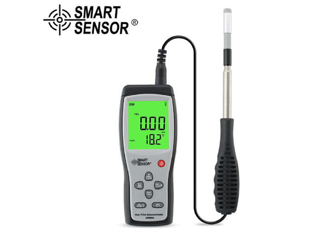 AR866A Digital Hot-film Anemometer Wind Speed meter Air Velocity Temperature measurement 40M/S Data Hold to PC via USB diagnostic-tool