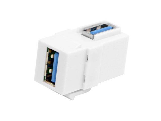 (2 Pack) 90 Degree Right Angled Super Speed USB 3.0 Female to Female F/F Modular Insert Jack Coupler for Wall Plate,USB 3.0 Keystone Jack Female...