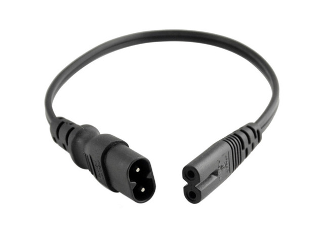 IEC C7 to C8 Short Extension Cord 1 Foot, IEC 60320 C8 Plug to C7 Receptacle Extension cable,18AWG,1ft/30cm