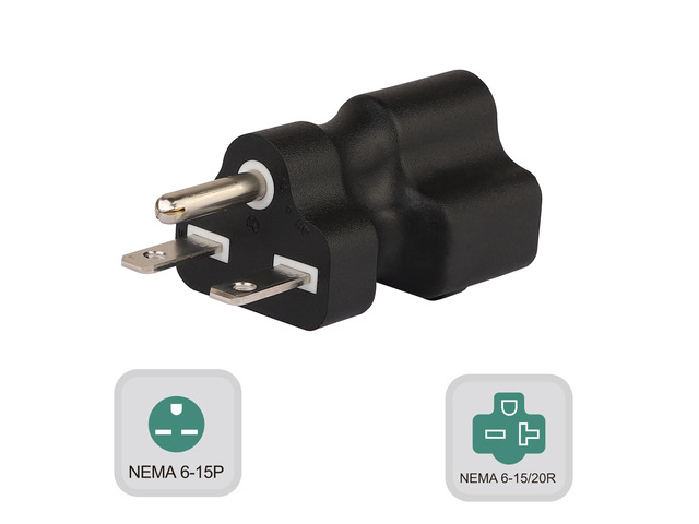 6-15P to 6-15R & 6-20R Power Converter Travel Plug Adapter, 6-15P Male to Nema 6-15/6-2...