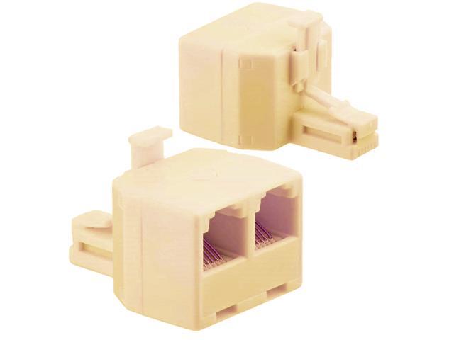 (2 Pack) RJ11 Duplex Wall Jack Adapter Dual Phone Line Splitter Wall Jack Plug 1 to 2 Modular Converter Adapter for Office Home ADSL DSL Fax Model...