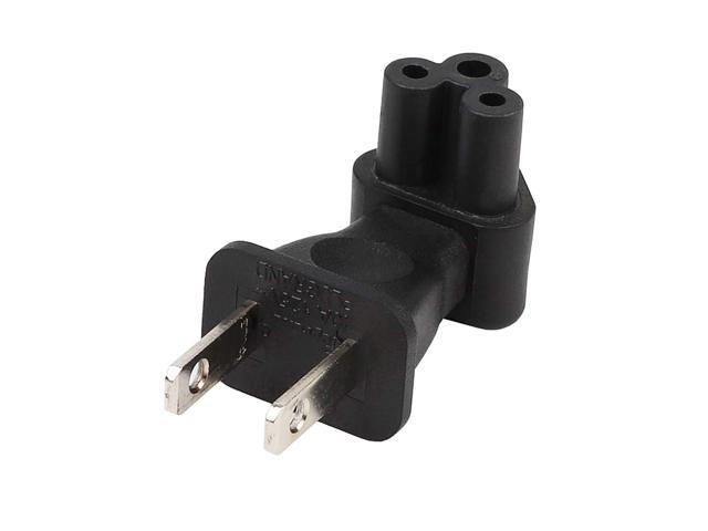 Tekit 2 Prong Right Angle Plug Adapter, USA IEC 60320-C5 Receptacle to NEMA 1-15P (1-15P to C5)