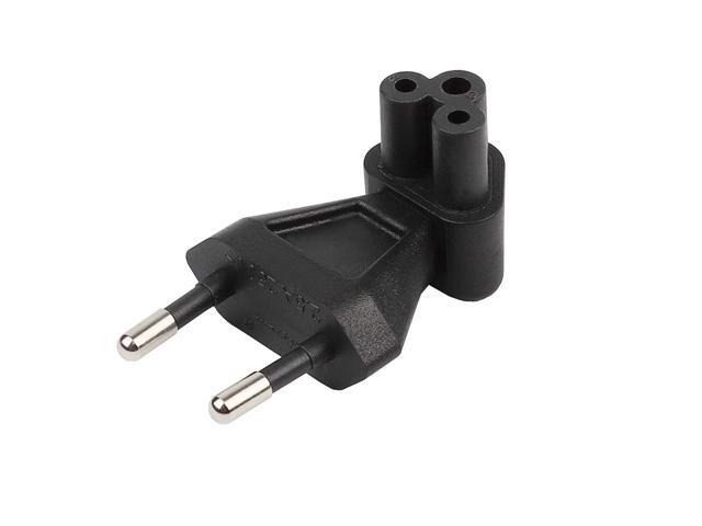 Tekit 2 Prong European Computer Power Right Angle Plug Adapter, European 3-Prong Notebook Power Cord Adapter(CEE 7/7 to IEC320 C5),(EU to C5)