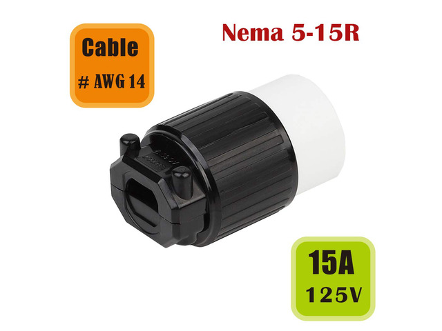Tekit NEMA 5-15R Female Cord Connector,Industrial Grade 15A 125V Straight Blade Cord Co...