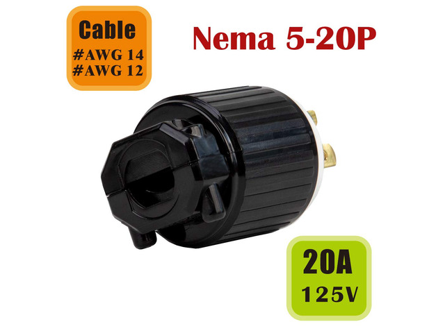Tekit NEMA 5-20P Male Plug,Industrial Grade 20A 125V Straight Blade Plug, 60Hz, 2-Pole,...
