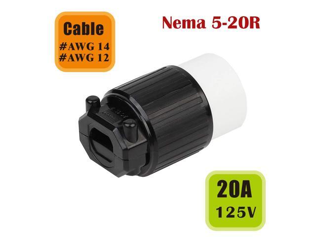 Tekit NEMA 5-20R Female Cord Connector,Industrial Grade 20A 125V Straight Blade Cord Connector, 60Hz, 2-Pole, 3-Wire, Industrial Grade Straight...