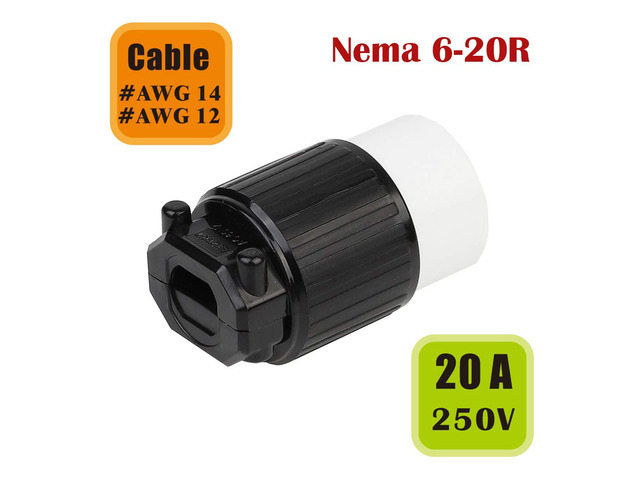 Tekit NEMA 6-20R Female Cord Connector,Industrial Grade 20A 250V Straight Blade Cord Connector, 60Hz, 2-Pole, 3-Wire, Industrial Grade Straight...