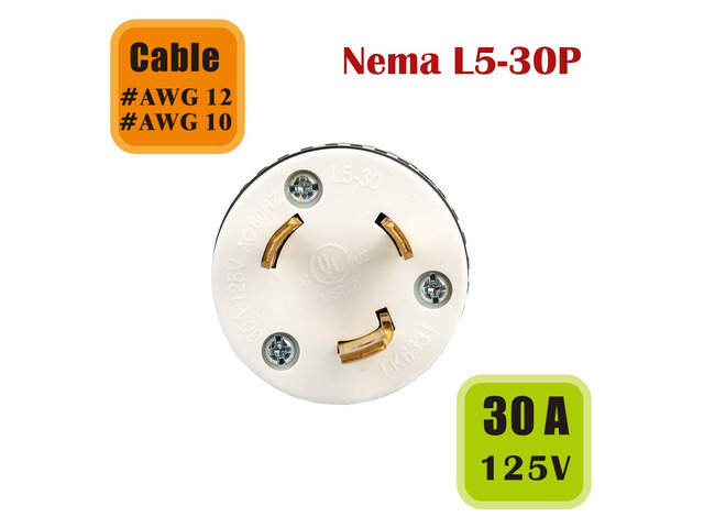 Tekit Industrial Grade 20A 125V Locking Plug, NEMA L5-20P, 2P, 3W,Grounding (L5-20P)