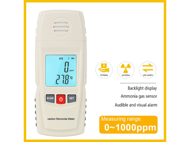 Handheld Carbon Monoxide Meter with High Precision CO Gas Tester Monitor Detector Gauge 0-1000ppm GM8805