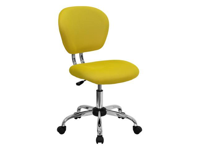 Photos - Computer Chair Flash Furniture Mid-Back Yellow Mesh Padded Swivel Task Office Chair with Chrome Base 8472 