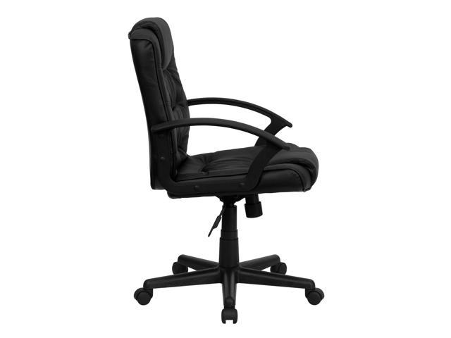 Photos - Computer Chair Flash Furniture Mid-Back Black Leather Swivel Task Chair with Arms GO-937M-BK-LEA-GG 