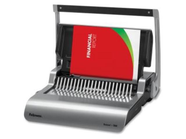 Fellowes Quasar + 500 Comb Binding Machine w/ Starter Kit - CombBind - 500 Sheet(s) Bind - 25 Punch - 5.1' x 18.1' x 15.4' - Metallic Silver, Black...