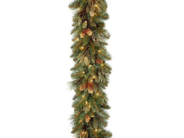National Tree Company CAP33069A1 9 ft. Pre-Lit Carolina Pine Garland - AC Powered - Clear Incandescent Lights - 108' Long - Green