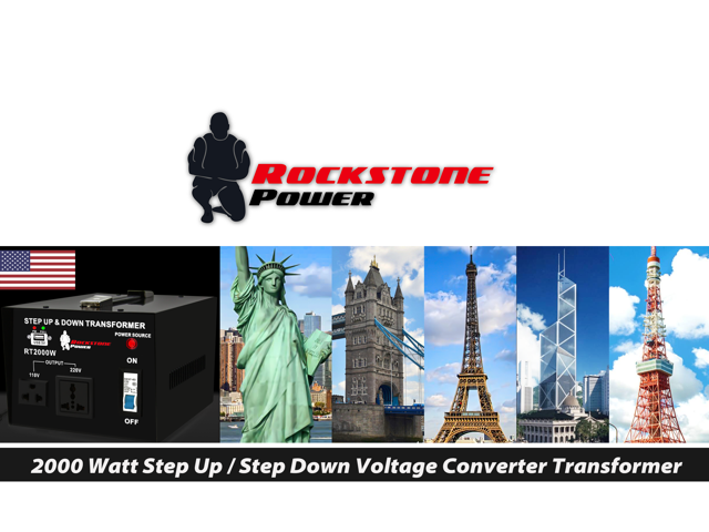 Rockstone Power 2000 Watt Voltage Converter Transformer - Heavy Duty Step Up/Down AC 110V/120V/220V/240V Power Converter - Circuit Breaker...