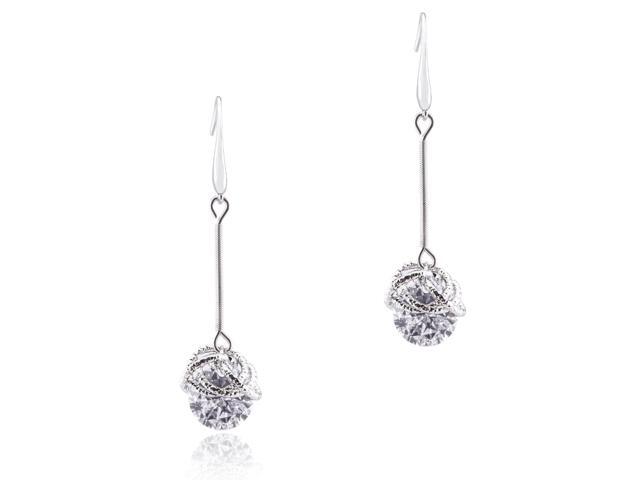 18k Gold Plated Cubic Zirconia Twist Rings Drop Earrings (6.50 carats)