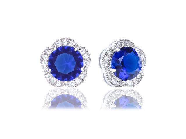 18k Gold Plated Cubic Zirconia Flower Halo Stud Earrings (2.30 carats)