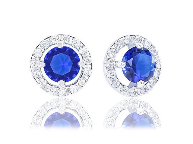18k Gold Plated Illusion Solitaire Cubic Zirconia Halo Stud Earrings (2.25 carats)