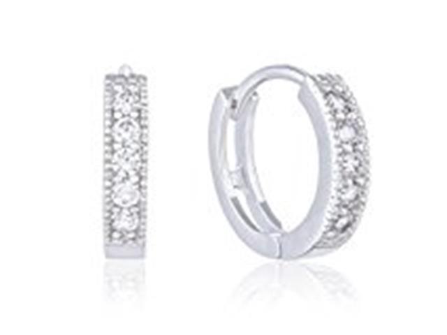 18k Gold Plated Cubic Zirconia Accent Hoop Earrings by Orrous & Co.