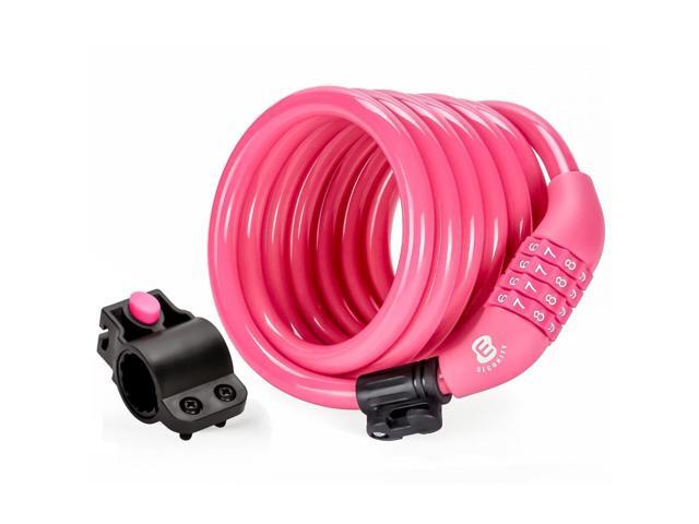 Etronic Security Bike Lock M6 Self Coiling Resettable Combination Lock Bike Cable Lock - 6-Feet x 3/8-Inch - Pink