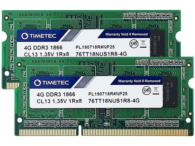 Timetec 8GB KIT(2x4GB) DDR3L / DDR31866MHz PC3L-14900 / PC3-14900 Non-ECC Unbuffered 1.35V / 1.5V CL13 1Rx8 Single Rank 204 Pin SODIMM Laptop...