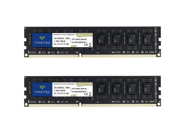 Timetec 8GB KIT(2x4GB) DDR3L / DDR3 1600MHz PC3L-12800 / PC3-12800 Non-ECC Unbuffered 1.35V / 1.5V CL11 2Rx8 Dual Rank 240 Pin UDIMM Desktop PC...