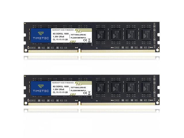 Timetec 16GB KIT(2x8GB) DDR3L / DDR3 1600MHz (DDR3L-1600) PC3L-12800 / PC3-12800 Non-ECC Unbuffered 1.35V/1.5V CL11 2Rx8 Dual Rank 240 Pin UDIMM...