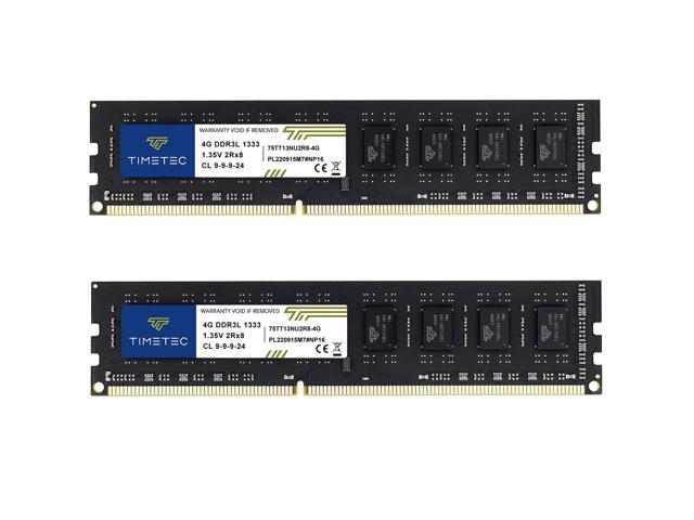 Timetec 8GB KIT (2x4GB) DDR3 / DDR3L 1333MHz PC3-10600 Non ECC Unbuffered 1.5V / 1.35V CL9 Dual Rank for Dell Optiplex 780 DT/MT/SFF Memory Ram.