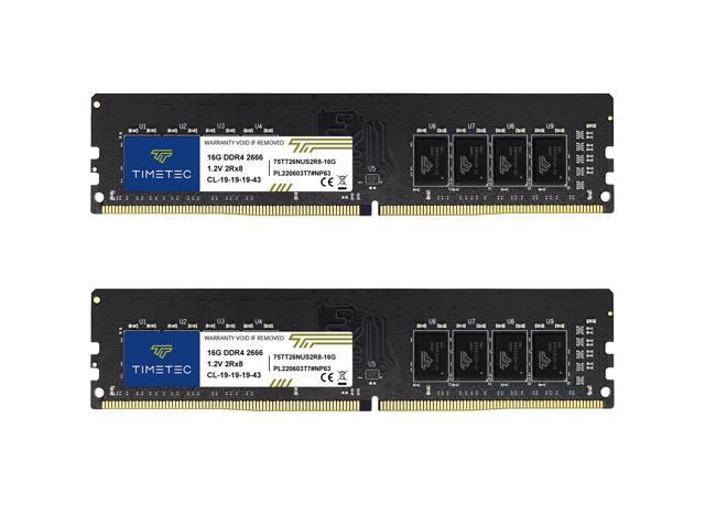 Timetec 32GB KIT(2x16GB) DDR4 2666MHz PC4-21300 Non-ECC Unbuffered 1.2V CL19 2Rx8 Dual Rank 288 Pin UDIMM Desktop Memory RAM Module Upgrade (32GB...