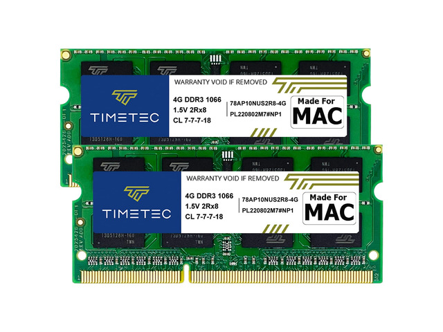 Timetec Hynix IC 8GB Kit (2x4GB) DDR3 1066MHz PC3-8500 Unbuffered Non-ECC 1.5V CL7 2Rx8 Dual Rank 204 Pin SODIMM Memory RAM Module Upgrade (8GB Kit...