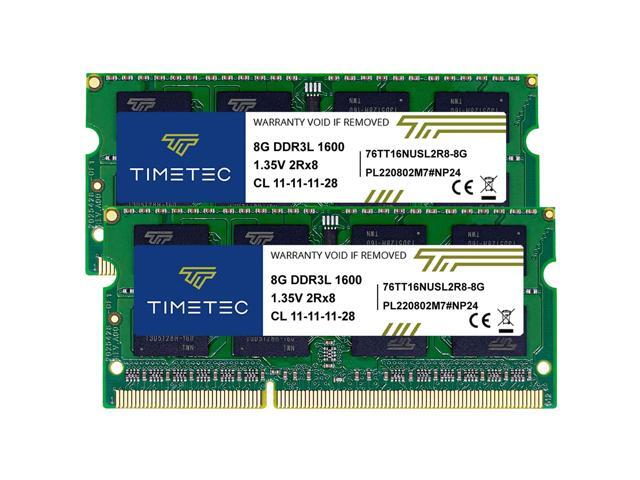 Timetec 16GB KIT(2x8GB) DDR3L/DDR3 1600MHz(DDR3L-1600) PC3L-12800 Non-ECC Unbuffered 1.35V/1.5V CL11 2Rx8 Dual Rank 204 Pin SODIMM Laptop Notebook RAM