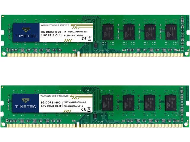 Timetec 16GB KIT(2x8GB) DDR3 1600MHz (DDR3-1600) PC3-12800 (PC3-12800U) Non-ECC Unbuffered 1.5V CL11 2Rx8 Dual Rank 240 Pin UDIMM Desktop PC...