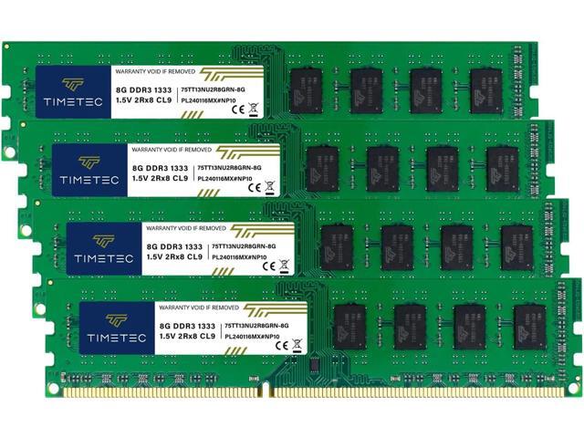 Timetec 32GB KIT(4x8GB) DDR3 1333MHz PC3-10600 Non-ECC Unbuffered 1.5V CL9 2Rx8 Dual Rank 240 Pin UDIMM PC Desktop Computer Memory RAM Module...