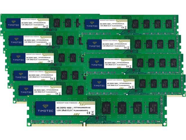 Timetec 80GB KIT(10x8GB) DDR3 1600MHz (DDR3-1600) PC3-12800 (PC3-12800U) Non-ECC Unbuffered 1.5V CL11 2Rx8 Dual Rank 240 Pin UDIMM Desktop PC...