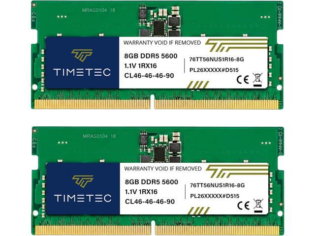 Timetec 16GB KIT(2x8GB) DDR5 5600MHz PC5-44800 Unbuffered Non-ECC 1.1V CL46 1Rx16 Single Rank 262Pin SODIMM Laptop Memory RAM Module Upgrade