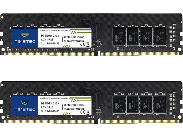 Timetec 16GB KIT (2x8GB) DDR4 2133MHz (PC4-2133P) PC4-17000 UDIMM Desktop RAM 288-Pin 1.2V CL15 Non-ECC Unbuffered DIMM Memory Module Upgrade