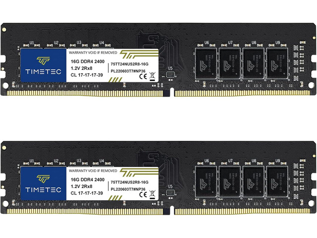 Timetec 32GB KIT (2x16GB) DDR4 2400MHz (PC4-2400T) PC4-19200 UDIMM Desktop RAM 288-Pin 1.2V CL17 Non-ECC Unbuffered DIMM Memory Module Upgrade