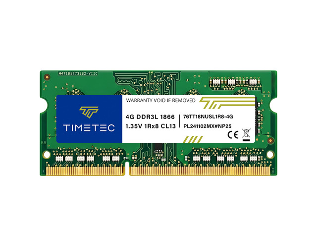 Timetec 4GB DDR3L / DDR31866MHz PC3L-14900 / PC3-14900 Non-ECC Unbuffered 1.35V / 1.5V CL13 1Rx8 Single Rank 204 Pin SODIMM Laptop Notebook PC...