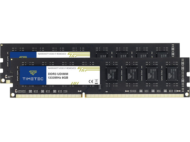 Timetec 16GB KIT(2x8GB) DDR3 / DDR3L 1333MHz PC3-10600 Non-ECC Unbuffered 1.5V / 1.35V CL9 2Rx8 Dual Rank 240 Pin UDIMM PC Desktop Computer Memory...