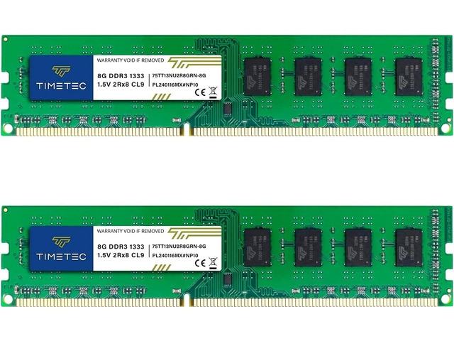 Timetec 16GB KIT(2x8GB) DDR3 1333MHz PC3-10600 Non-ECC Unbuffered 1.5V CL9 2Rx8 Dual Rank 240 Pin UDIMM PC Desktop Computer Memory RAM Module...