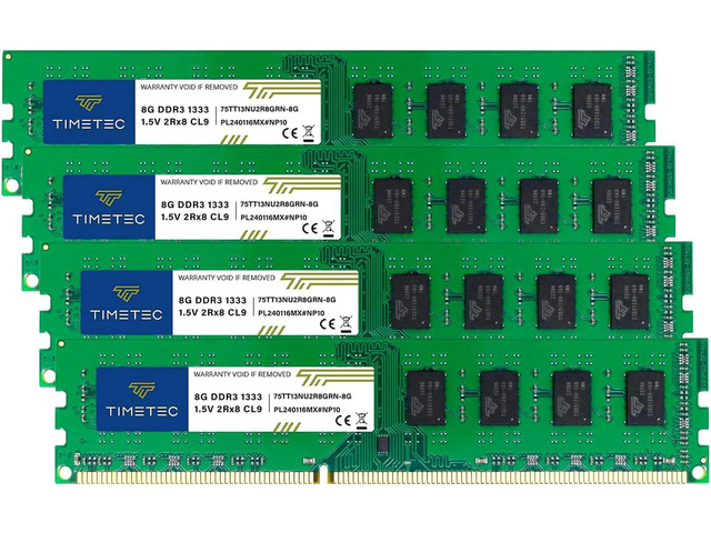 Timetec 32GB KIT(4x8GB) DDR3 1333MHz PC3-10600 Non-ECC Unbuffered 1.5V CL9 2Rx8 Dual Rank 240 Pin UDIMM PC Desktop Computer Memory RAM Module...