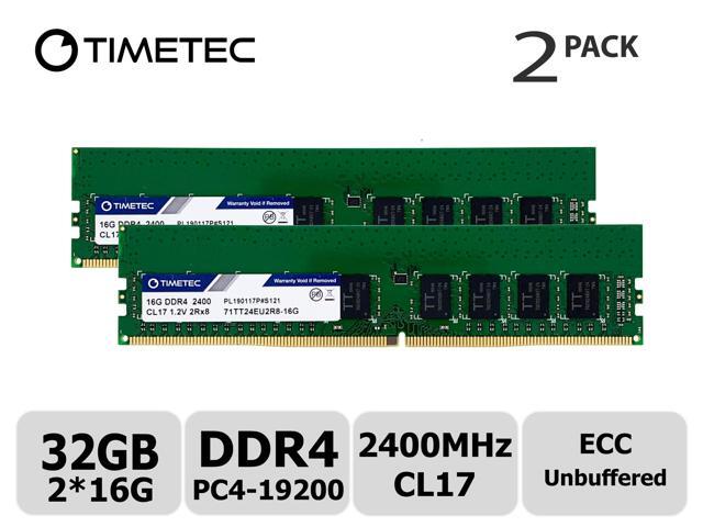 Timetec Hynix IC 32GB KIT (2x16GB) DDR4 2400MHz PC4-19200 Unbuffered ECC 1.2V CL17 2Rx8 Dual Rank 288 Pin UDIMM Server Memory RAM Module Upgrade...