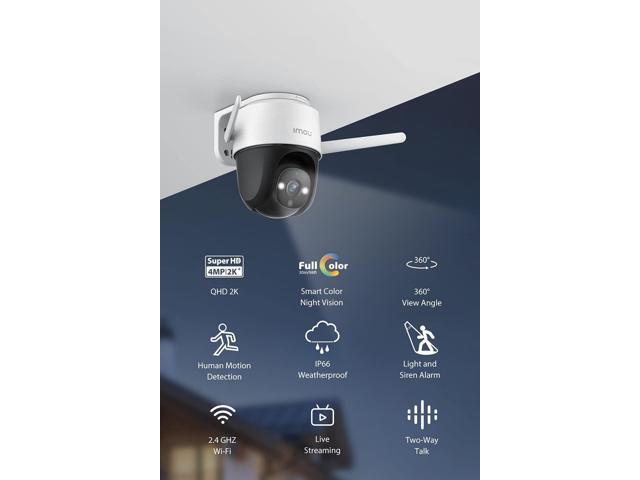 Imou Security Camera Outdoor with Floodlight and Sound Alarm, 4MP QHD Pan/Tilt 2.4G Wi-Fi Camera, IP66 Weatherproof 2.5K Bullet Camera, Full Color...