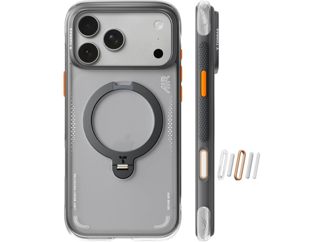 TORRAS Ostand Q3 Air for iPhone 17 Pro Max Case 6.9'' with Stronger Magnetic Stand, Fit for Magsafe, Shadow Black
