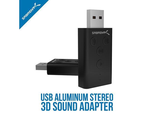 SABRENT Aluminum USB External 3D Stereo Sound Adapter for Windows and Mac. Plug and Play No Drivers Needed. [Black] (AU-DDAB)