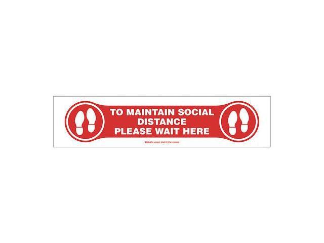 BRADY 170337 Covid 19 Sign B819 4X17' RD Black Pls Wa, 4 in H, 17 in W,