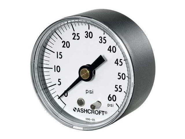 ASHCROFT 20W1005PH02B100# Industrial Pressure Gauge, 0 to 100 psi, 2 in Dial,