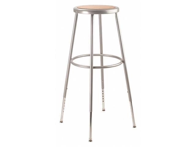 NPS 6230H 6200 Series Height Adjustable Heavy Duty Steel Stool, Backless - Supports 500lb - 31' to 39' Seat Height - Brown Seat, Gray Base
