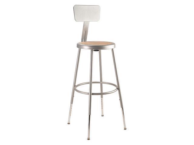 NPS 6224HB 6200 Series 25' to 33' Height Adjustable Heavy Duty Stool with Backrest - Supports Up to 500 lb - Brown Seat, Gray Base