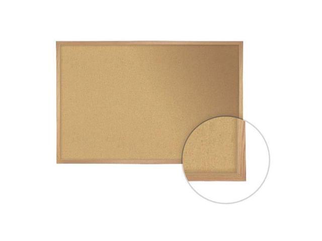 Ghent WK35 Natural Cork Bulletin Board with Wood Frame - 60.5' x 36.5' - Tan Surface, Oak Finished Wood Frame